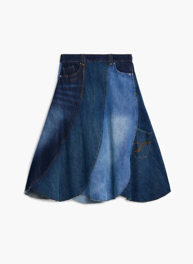 Desigual Blue Flared Denim Trousers for Women | Best Price UAE